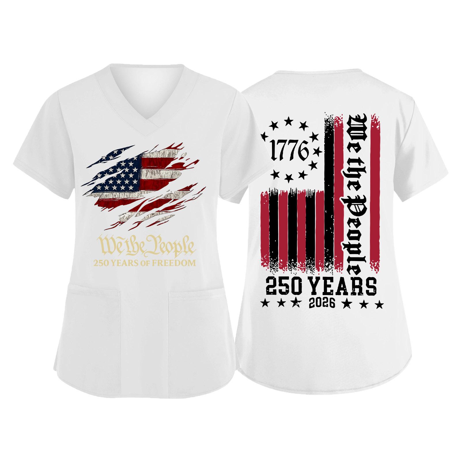 V Neck Short Sleeve Top with Patriotic Flag Print 1776 250 Years 2026 We the Lettering Design for Women XL білий
V Neck Short Sleeve Top with Patriotic Flag Print 1776 250 Years 2026 We the Lettering Design for Women XL білий
