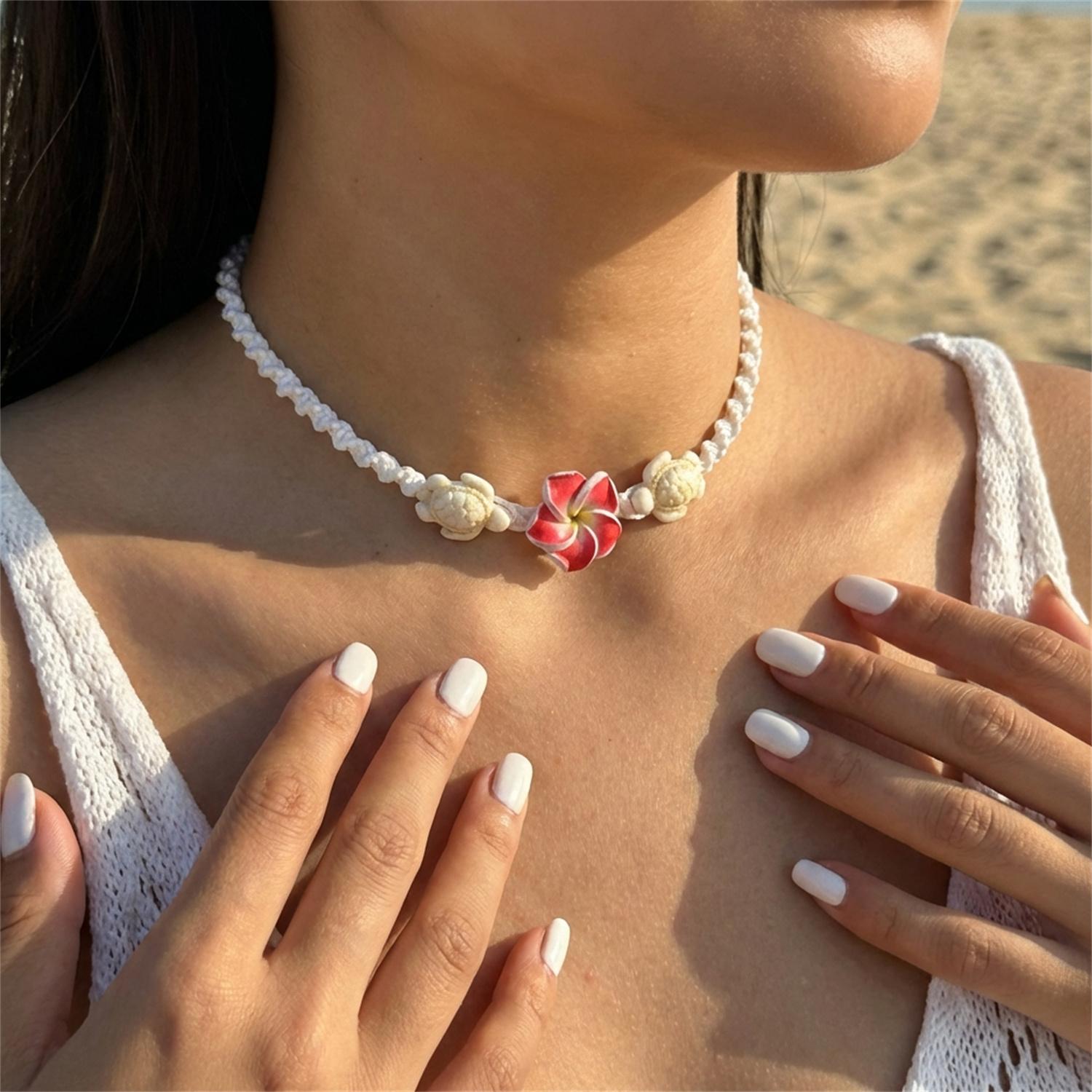 Boho Big Flower Choker Necklace For Women Fashion Red Yellow Blue Flowers Sea Turtle Hand-woven Rope Neck Chain Summer Zircon
Boho Big Flower Choker Necklace For Women Fashion Red Yellow Blue Flowers Sea Turtle Hand-woven Rope Neck Chain Summer Zircon