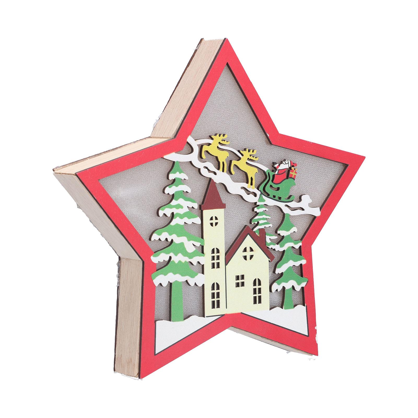 Wooden Star Shaped Ornament Christmas Decoration Ornaments Crafts with LED Light for Dining Table
Wooden Star Shaped Ornament Christmas Decoration Ornaments Crafts with LED Light for Dining Table