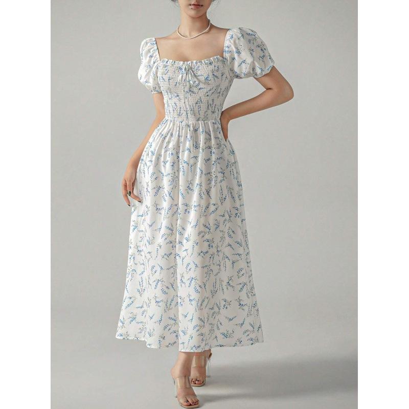Women Floral Print Midi Dress Square Neck Puff Sleeve High Waist Casual Elegant Summer Daily Party Dress S синій
Women Floral Print Midi Dress Square Neck Puff Sleeve High Waist Casual Elegant Summer Daily Party Dress S синій