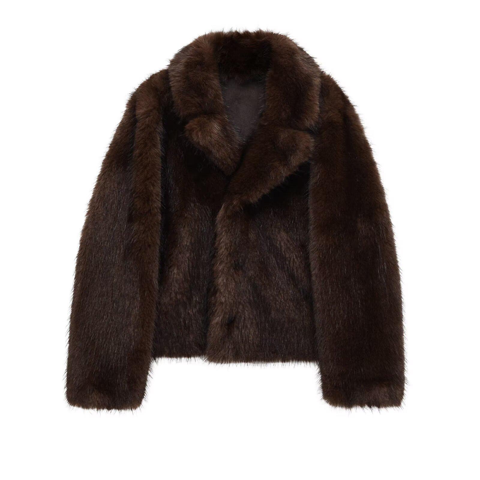 European and American Women s Fashion Reversible Faux Fur Jacket Coat XS коричневый
European and American Women s Fashion Reversible Faux Fur Jacket Coat XS коричневый