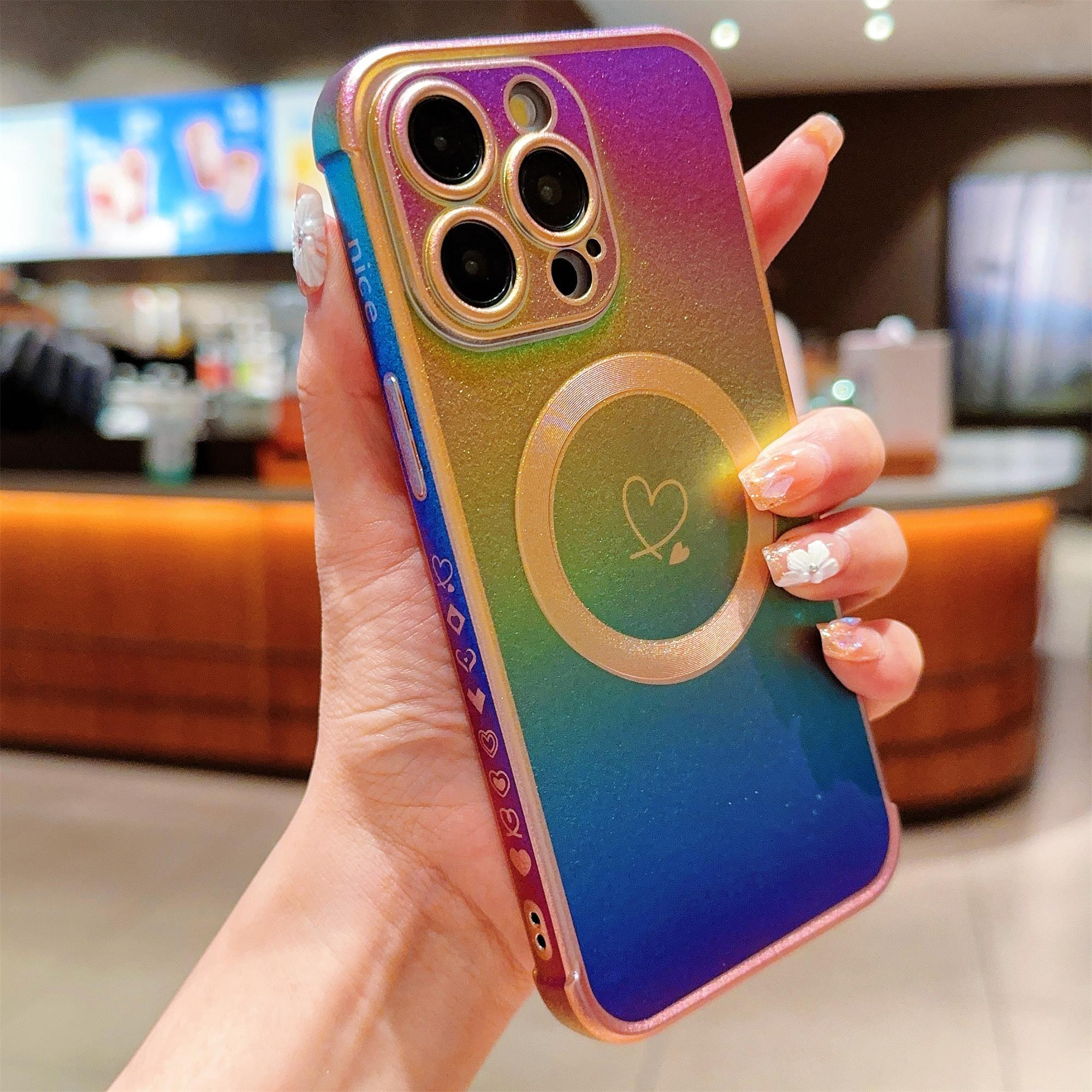 For iPhone 13 Pro Max Magnetic Case Side Love Heart TPU Phone Cover Gradient Holographic Colorful
For iPhone 13 Pro Max Magnetic Case Side Love Heart TPU Phone Cover Gradient Holographic Colorful