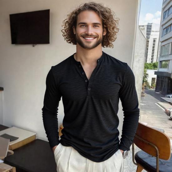 Men T-shirt Buttons Half Placket Long Sleeve Lightweight Tee Shirt Solid Color Loose Fit Pullover Tops Travel Office Daily Wear S білий
Men T-shirt Buttons Half Placket Long Sleeve Lightweight Tee Shirt Solid Color Loose Fit Pullover Tops Travel Office Daily Wear S білий