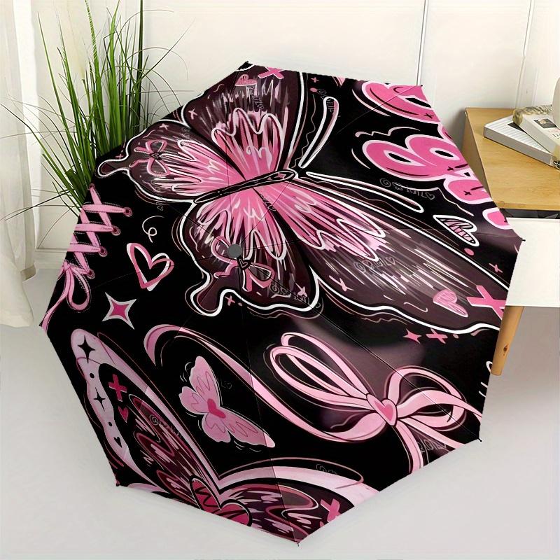Butterfly, pink, Y2K Automatic folding umbrella simple eight rib design, bright color pattern, durable iron frame, ideal for travel and out
Butterfly, pink, Y2K Automatic folding umbrella simple eight rib design, bright color pattern, durable iron frame, ideal for travel and out