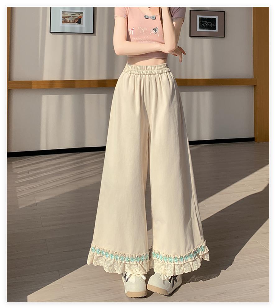 Korean Style Spring Summer Women Wide Leg Pants High Waist Apricot Blue Washed Cotton Floral Ruffles Trousers Hollow Out Sweet Loose Capris S бежевий
Korean Style Spring Summer Women Wide Leg Pants High Waist Apricot Blue Washed Cotton Floral Ruffles Trousers Hollow Out Sweet Loose Capris S бежевий