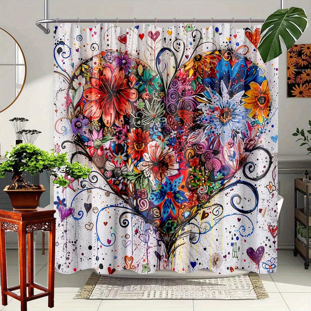 Colorful Heart With Flowers Waterproof Shower Curtain For Modern Bathroom Decor, Stylish And Durable, Perfect For Home Use W60H190(CM)-1 Pcs
Colorful Heart With Flowers Waterproof Shower Curtain For Modern Bathroom Decor, Stylish And Durable, Perfect For Home Use W60H190(CM)-1 Pcs