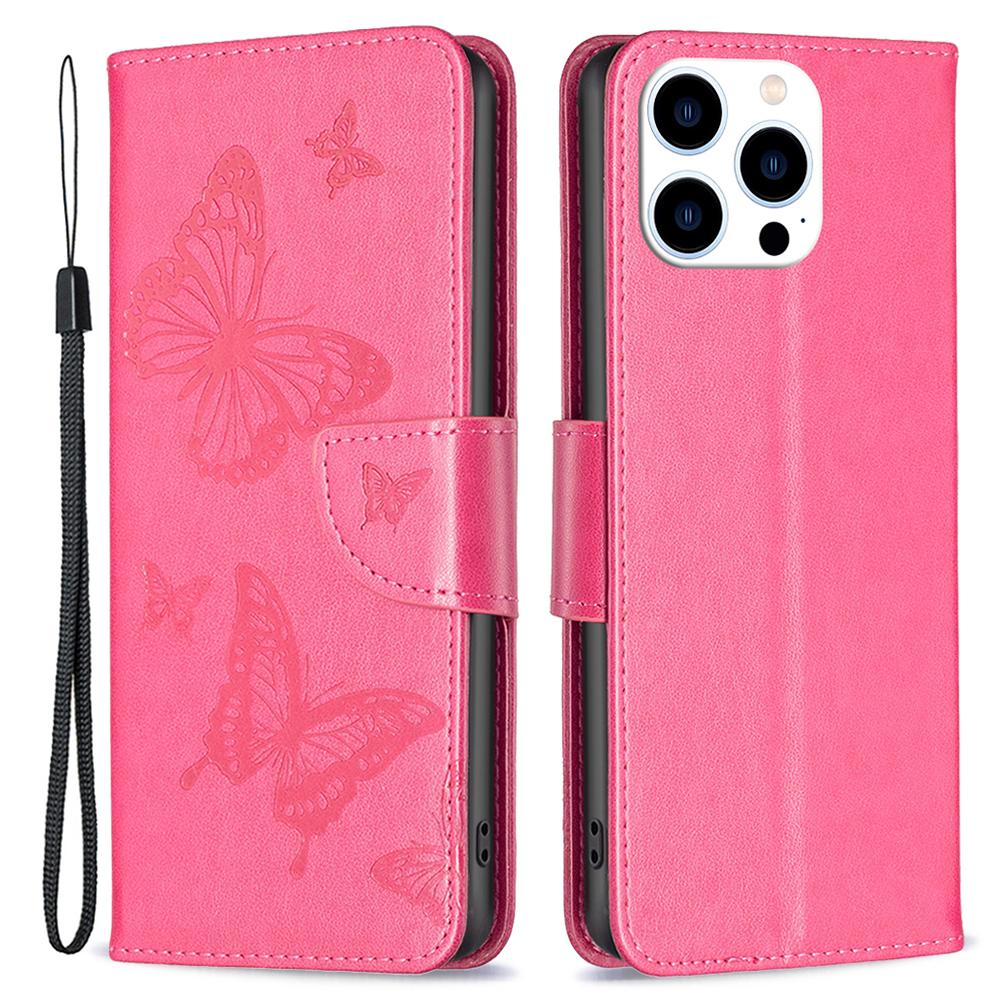 For iPhone 16 Pro Case Butterfly Pattern Leather Phone Cover with Wrist Strap Rose
For iPhone 16 Pro Case Butterfly Pattern Leather Phone Cover with Wrist Strap Rose