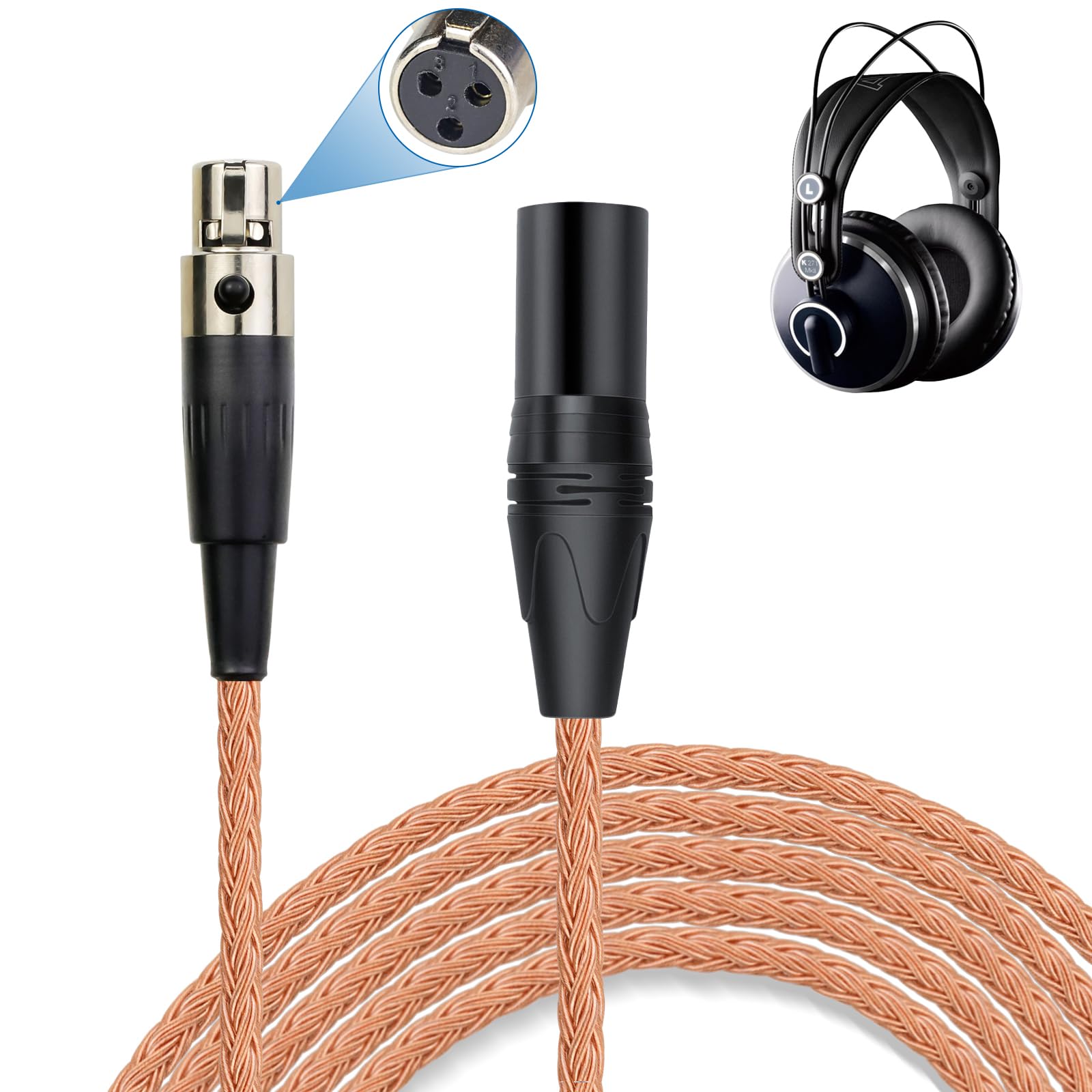 okcsc ZT16 Headphone Cable Q701 Connector Replacement Cable for 16 Cores Pure Copper Compatible with K171 Length 4Pin XR XLR-3Pin Earphones/Headphones
okcsc ZT16 Headphone Cable Q701 Connector Replacement Cable for 16 Cores Pure Copper Compatible with K171 Length 4Pin XR XLR-3Pin Earphones/Headphones