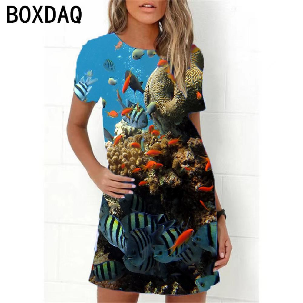 Ocean World 3D Print Dress Women New 2026 Summer Short Sleeve Cartoon Fish A-Line Dress Oversized Loose Casual Ladies Dress 6XL
Ocean World 3D Print Dress Women New 2026 Summer Short Sleeve Cartoon Fish A-Line Dress Oversized Loose Casual Ladies Dress 6XL