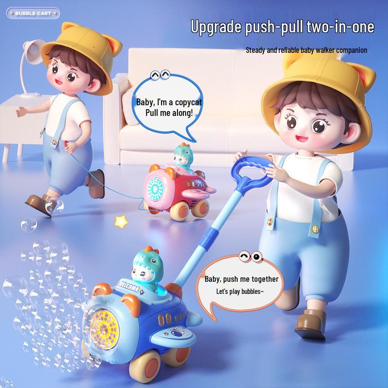 **Children s Cartoon Push-Along Bubble Machine Toy - Portable Electric Airplane Design**
**Children s Cartoon Push-Along Bubble Machine Toy - Portable Electric Airplane Design**