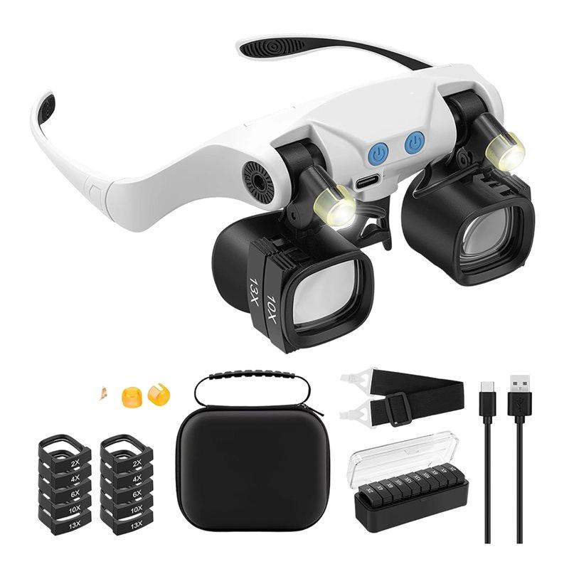 Fresh Jewelers Magnifying Glass With Light& 5 Interchangeable Lens Pairs(2X 4X 6X 10X 13X) For Close Work, Glasses, Headband
Fresh Jewelers Magnifying Glass With Light& 5 Interchangeable Lens Pairs(2X 4X 6X 10X 13X) For Close Work, Glasses, Headband
