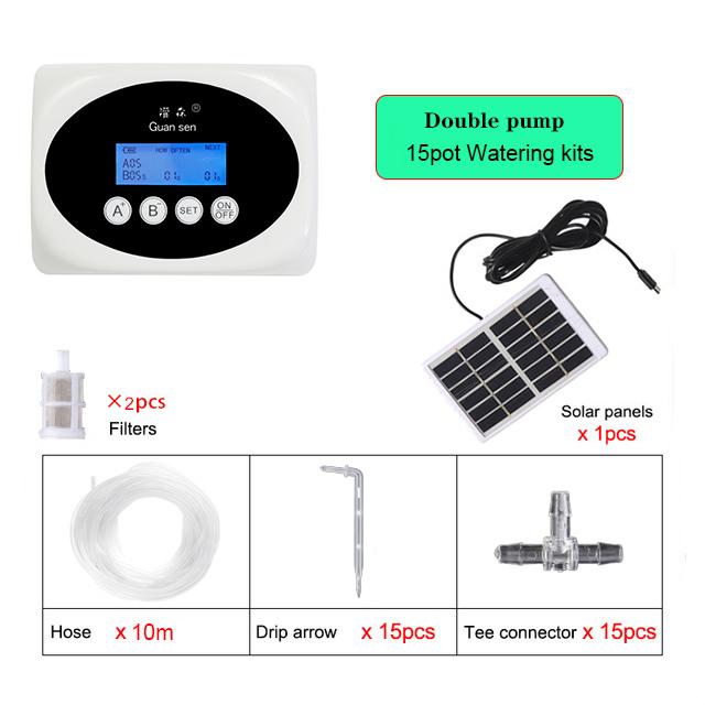 Double Pump Intelligent Drip Irrigation System Water Pump Timer Garden Solar Energy Potted Plant Automatic Watering Device
Double Pump Intelligent Drip Irrigation System Water Pump Timer Garden Solar Energy Potted Plant Automatic Watering Device
