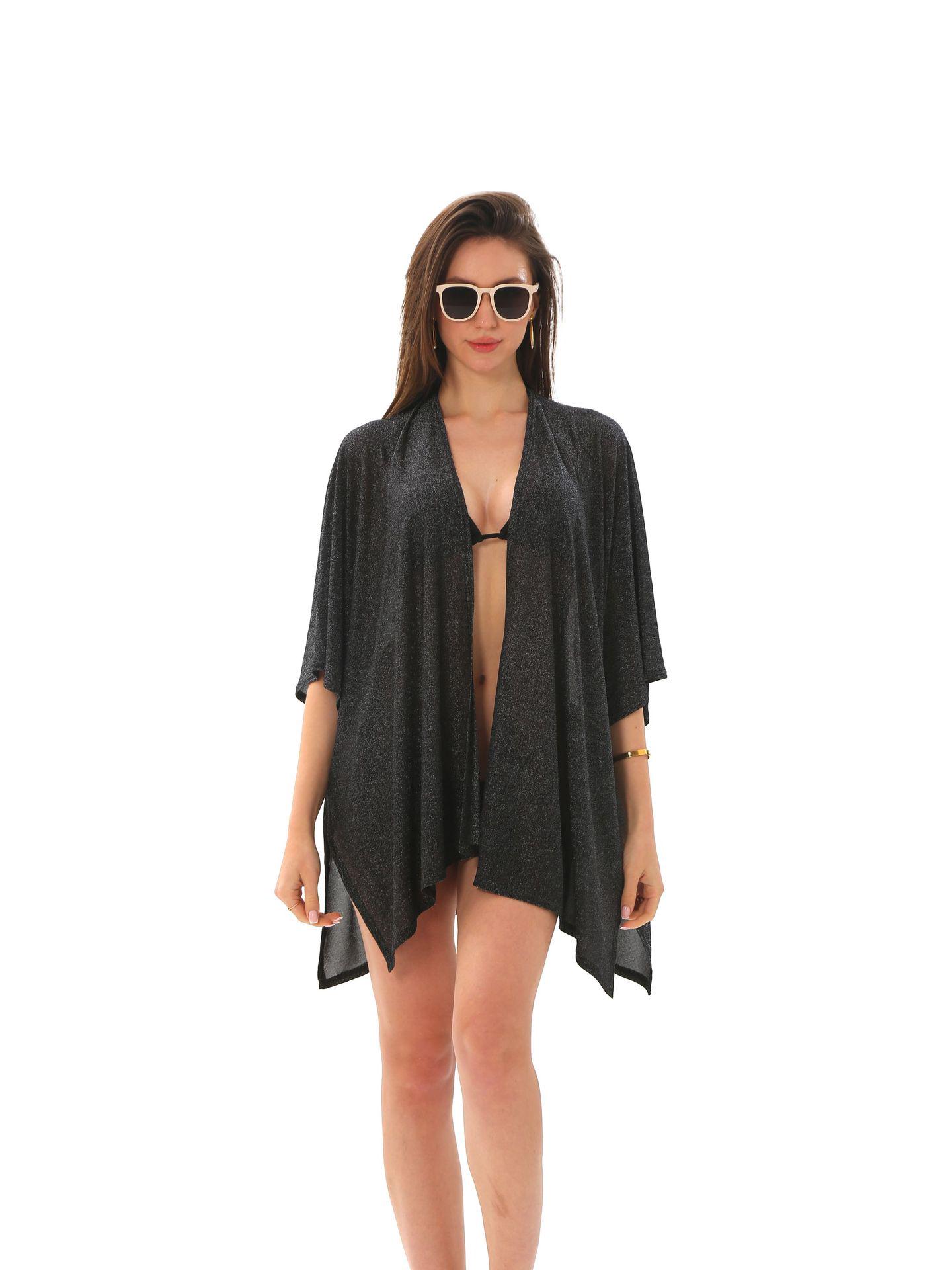 Женский кардиган для пляжа из нейлона с золотой и серебряной нитью, солнцезащитный 80x65 чёрный
Женский кардиган для пляжа из нейлона с золотой и серебряной нитью, солнцезащитный 80x65 чёрный