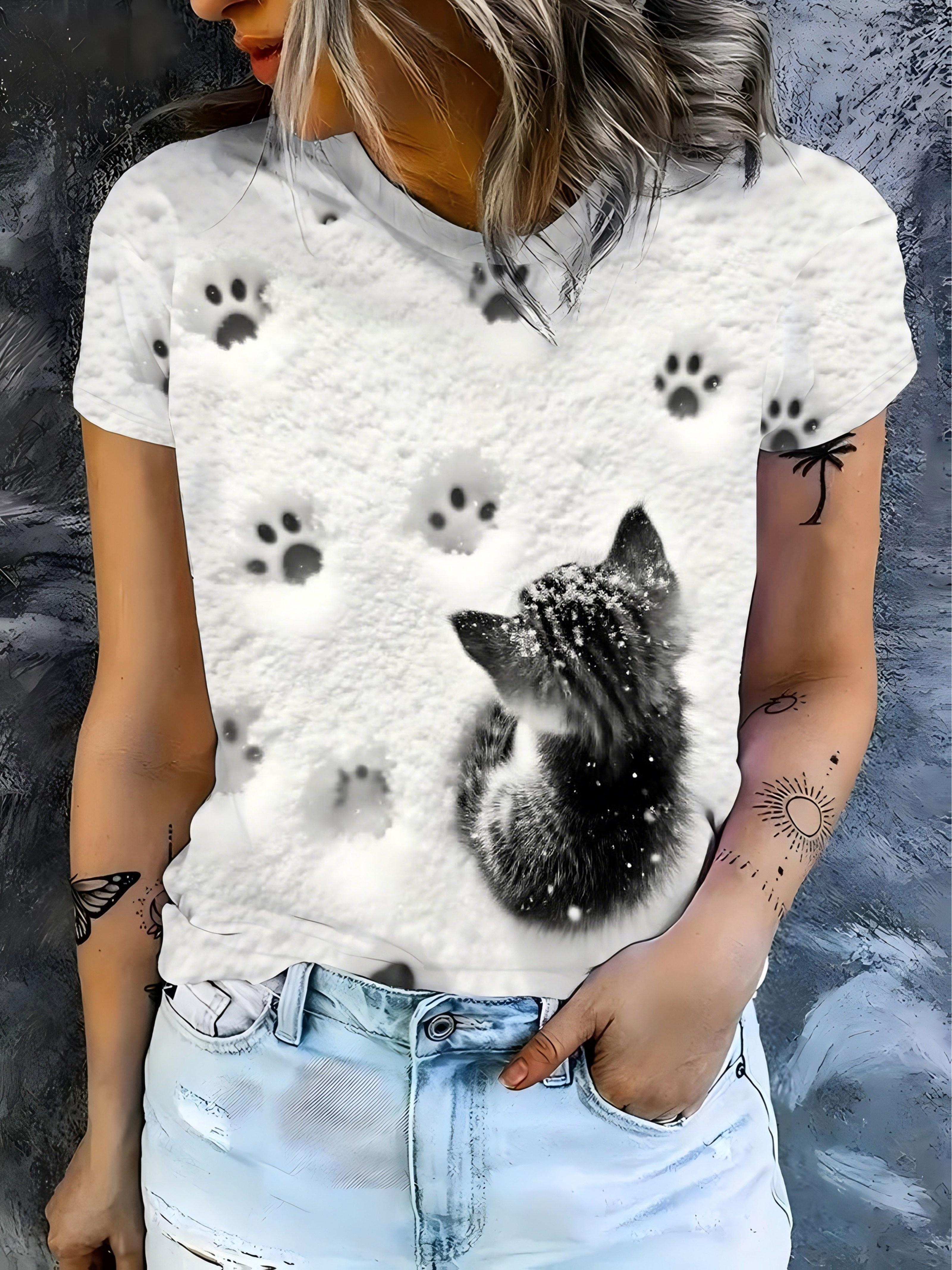 Digital Printing - No Texture. Women S Short-Sleeve Round Neck T-Shirt - Features a Cute Snow Cat And Paw Print Design. Perfect for Casual Everyday We XL дубильная кора
Digital Printing - No Texture. Women S Short-Sleeve Round Neck T-Shirt - Features a Cute Snow Cat And Paw Print Design. Perfect for Casual Everyday We XL дубильная кора