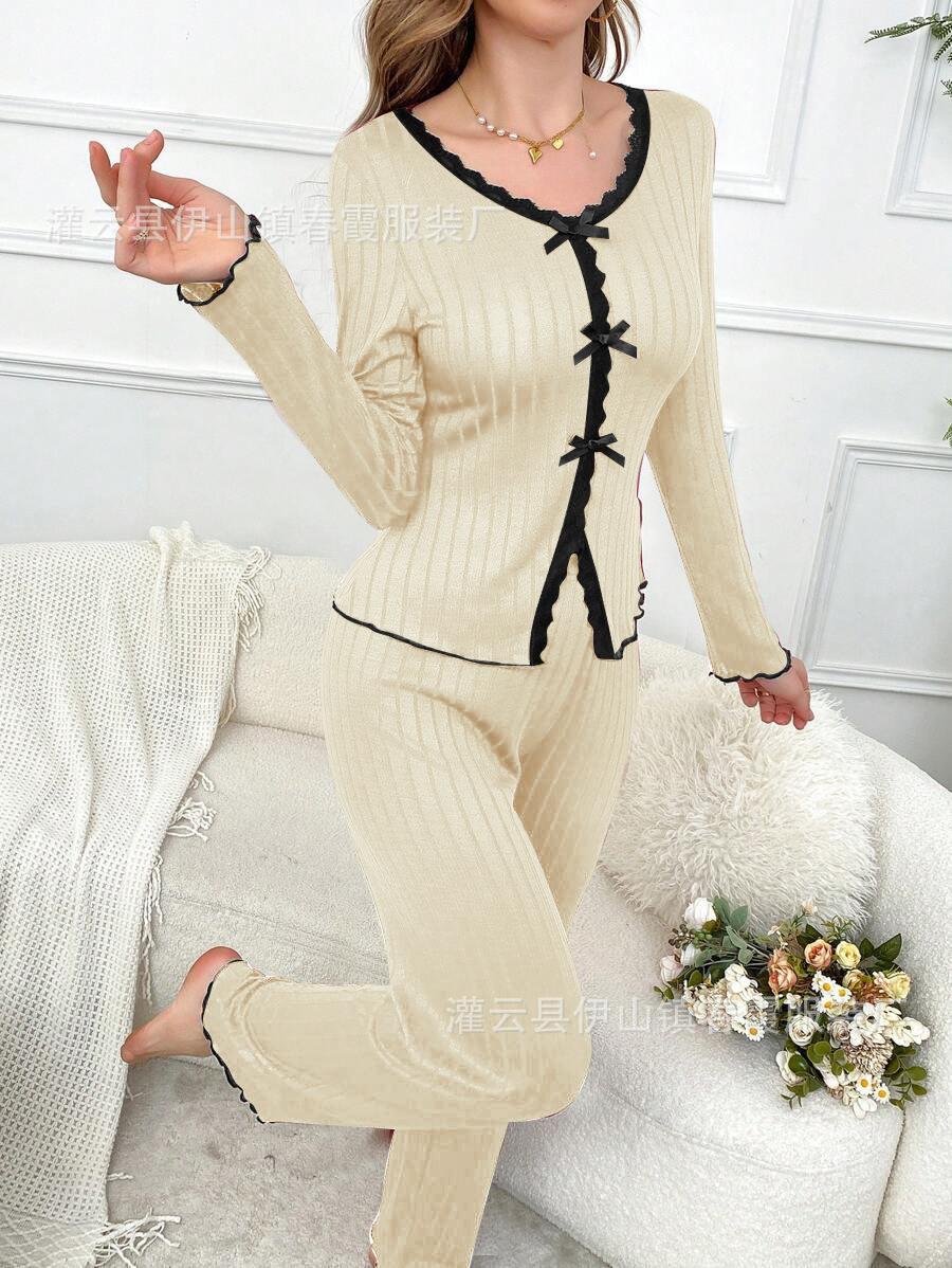 European and American pajamas women s two-piece set, autumn and winter models, home warmth, casual fashion, can be worn outside, loungewear suit women S жёлтый
European and American pajamas women s two-piece set, autumn and winter models, home warmth, casual fashion, can be worn outside, loungewear suit women S жёлтый
