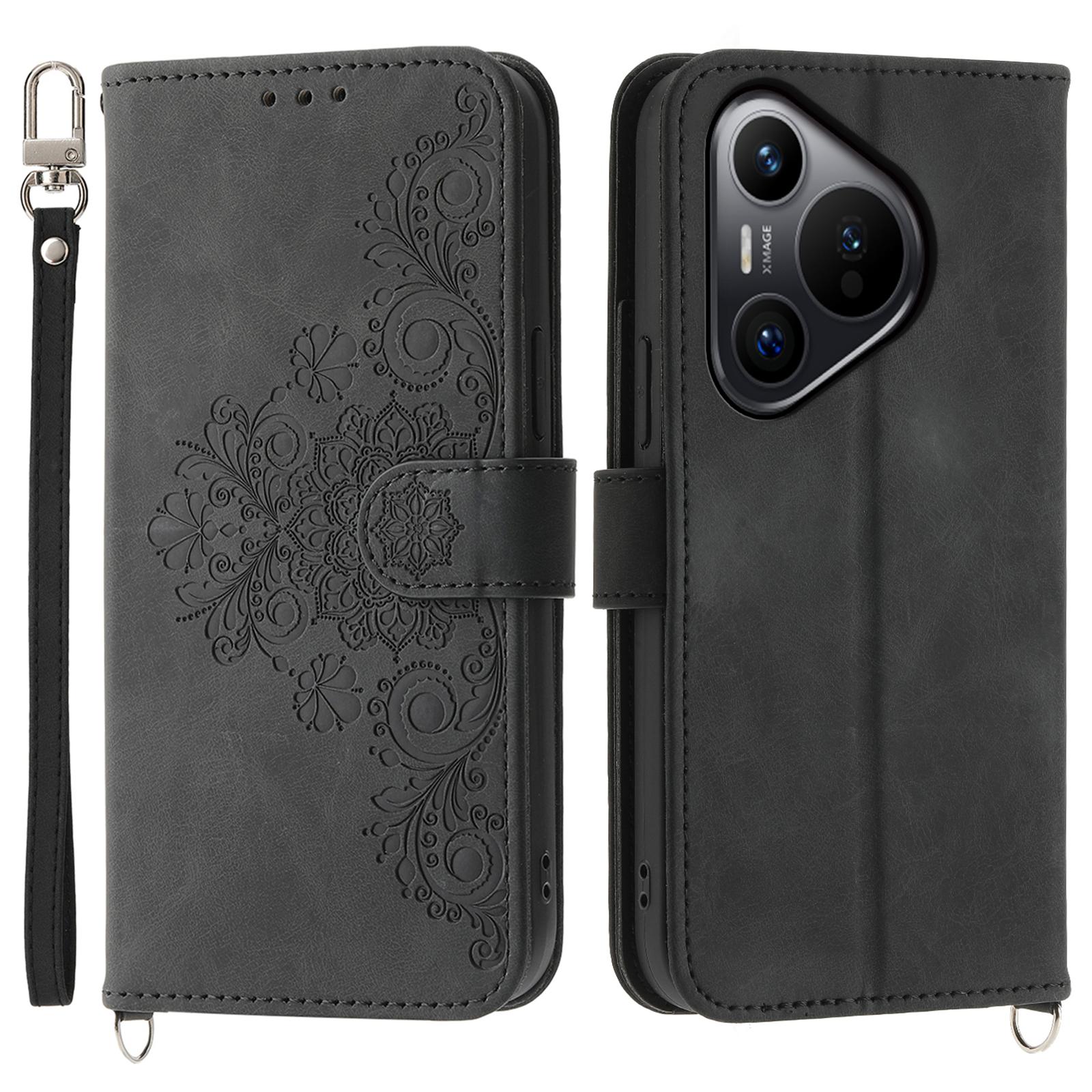 For Huawei Pura 70 Case Wallet Flower Pattern PU Leather Phone Cover with Crossbody Strap Black
For Huawei Pura 70 Case Wallet Flower Pattern PU Leather Phone Cover with Crossbody Strap Black