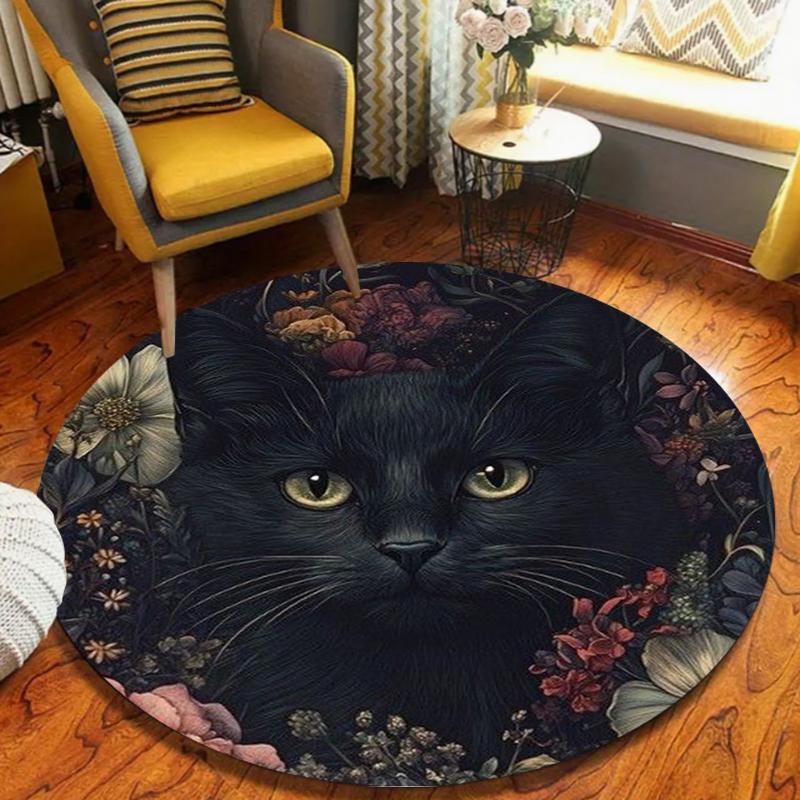 Round Black Cat Floral Pattern Carpet Mat Rug Vintage Home Decoration Living Room Bedroom Floor Decor Indoor Soft Non-Slip Area 80cm x 80cm
Round Black Cat Floral Pattern Carpet Mat Rug Vintage Home Decoration Living Room Bedroom Floor Decor Indoor Soft Non-Slip Area 80cm x 80cm