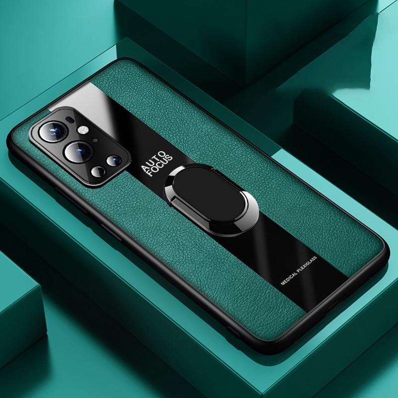Роскошный кожаный чехол-держатель с кольцом для телефона OnePlus 9 Pro 9R 8T 9Pro, чехол с полной защитой камеры для One Plus 9 Pro 8T Coque For OnePlus 8T зелёный