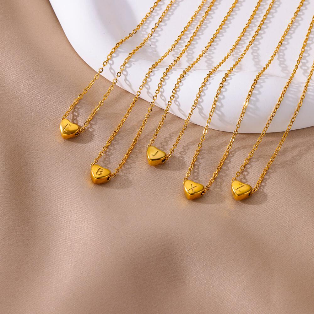 Simple Stainless Steel Initial Letter Necklace for Women Gold Color Heart Pendant Single Name Choker Chain Jewelry Birthday Gift 45cm
Simple Stainless Steel Initial Letter Necklace for Women Gold Color Heart Pendant Single Name Choker Chain Jewelry Birthday Gift 45cm