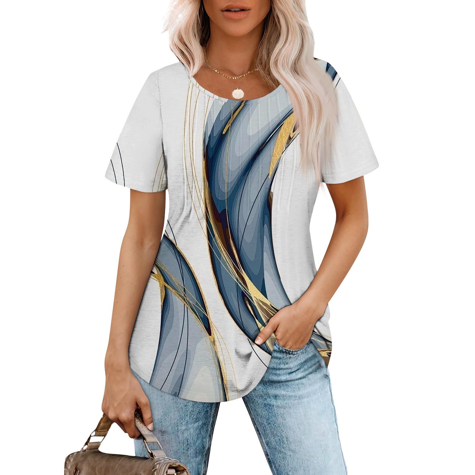 Женская летняя модная повседневная плиссированная футболка с коротким рукавом и круглым вырезом с принтом Топ S белый
Женская летняя модная повседневная плиссированная футболка с коротким рукавом и круглым вырезом с принтом Топ S белый