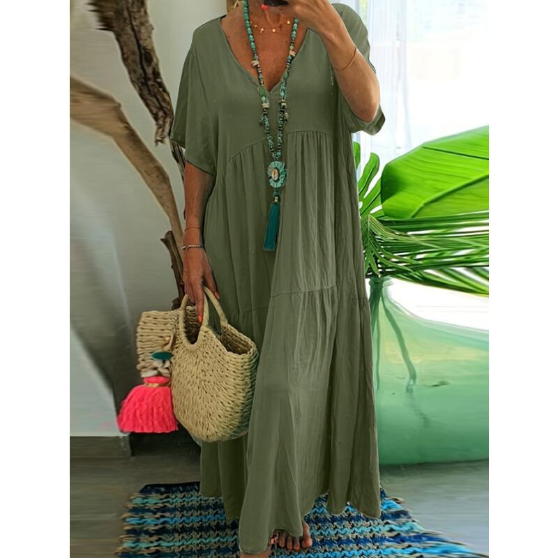 Женская мода лето весна однотонный принт с коротким рукавом и v-образным вырезом свободная талия повседневные платья XXXXXL
Женская мода лето весна однотонный принт с коротким рукавом и v-образным вырезом свободная талия повседневные платья XXXXXL