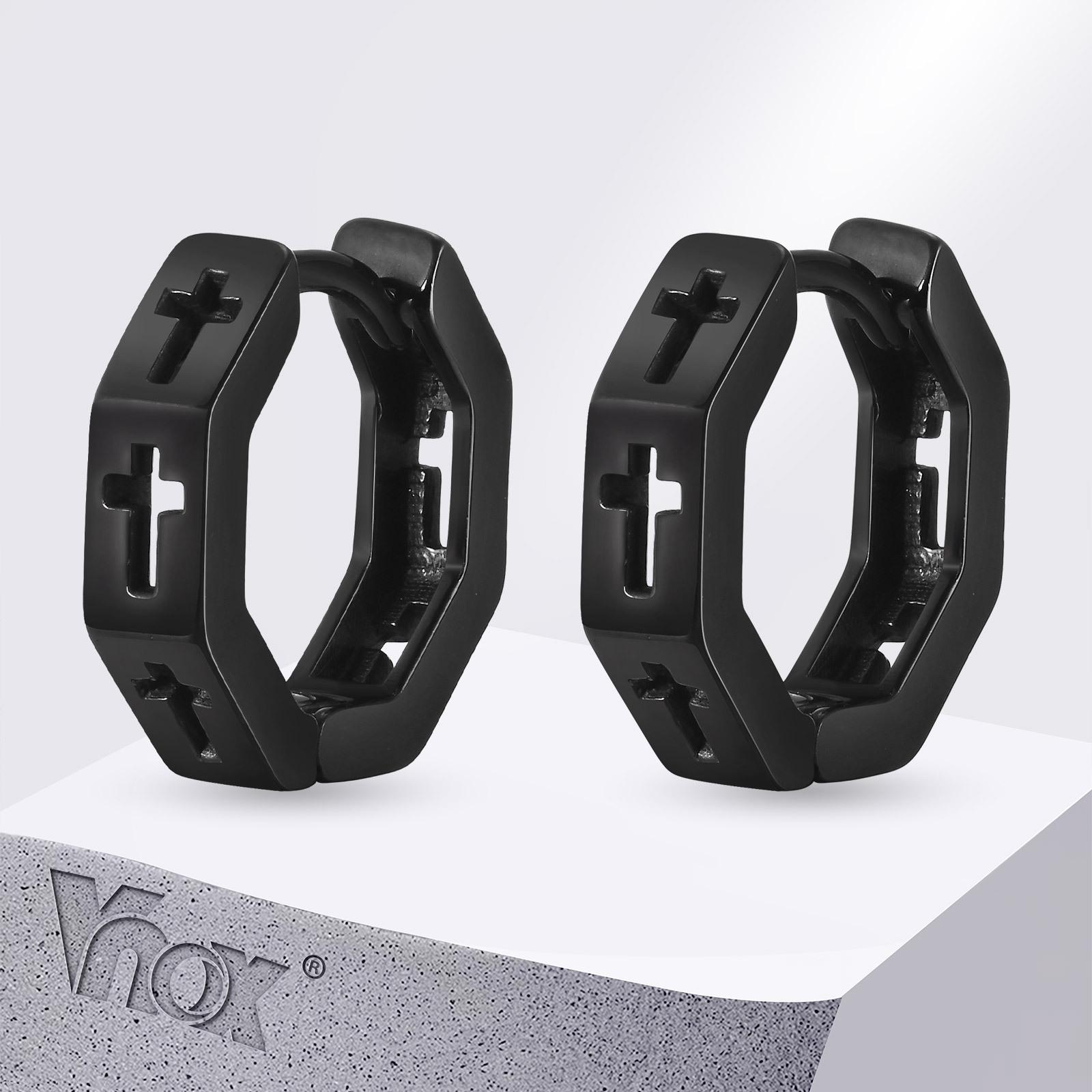 Vnox Anti Allergy Stainless Steel Hoop Earrings for Men Boys, Hollow Cross Huggies, Geometric Octagon Ear Jewelry
Vnox Anti Allergy Stainless Steel Hoop Earrings for Men Boys, Hollow Cross Huggies, Geometric Octagon Ear Jewelry