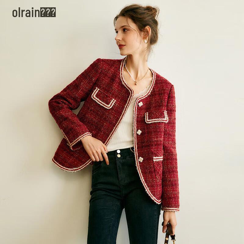 Olrain French-Style Red Tweed Short Jacket S
Olrain French-Style Red Tweed Short Jacket S