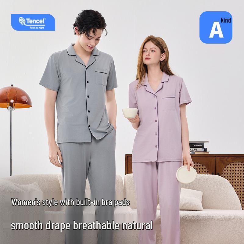 Women s Spring-Summer Modal Cotton Pajamas with Chest Pads - Short Sleeve Top & Long Pants Set M (Women 90-105 lbs)
Women s Spring-Summer Modal Cotton Pajamas with Chest Pads - Short Sleeve Top & Long Pants Set M (Women 90-105 lbs)