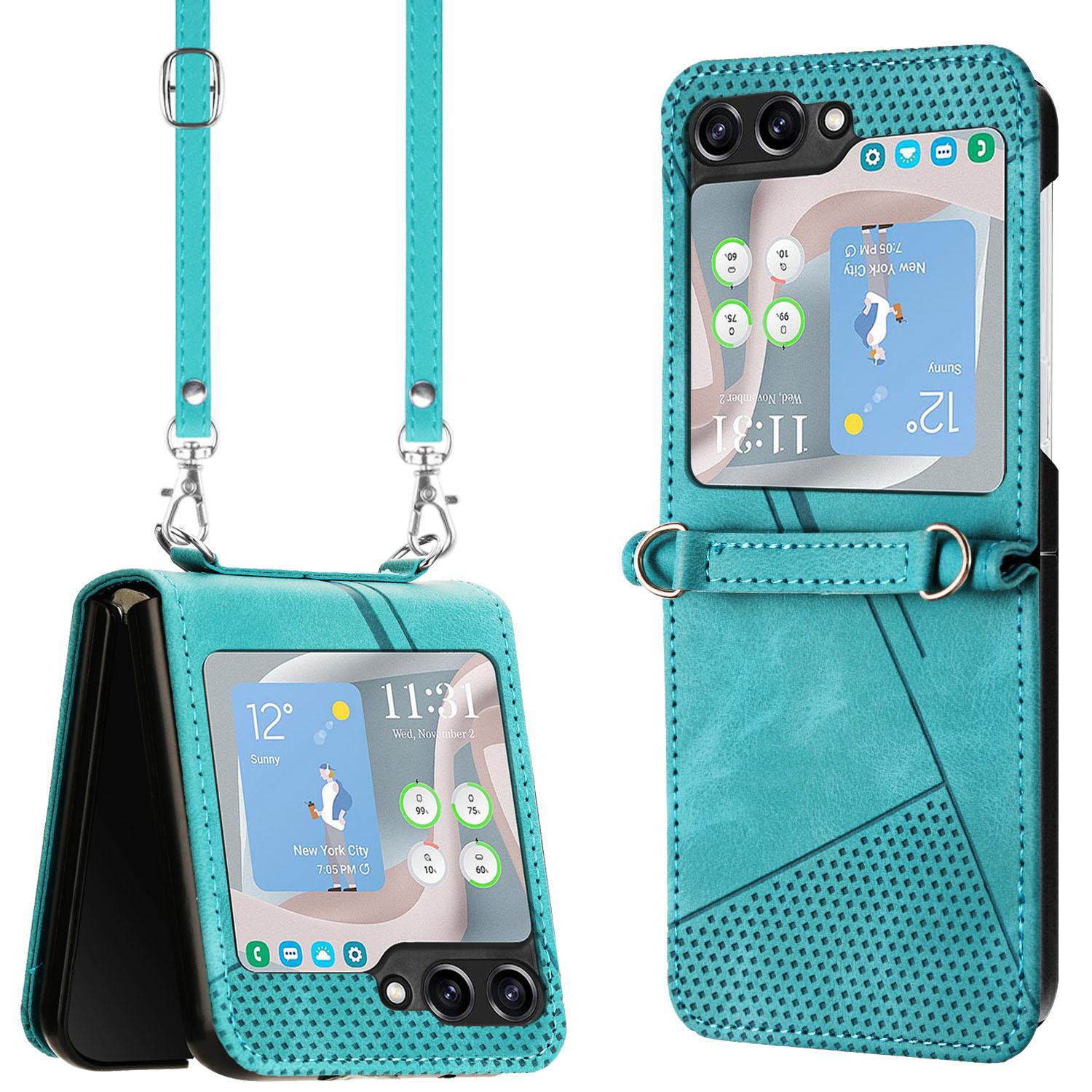 For Samsung Galaxy Z Flip5 5G Crossbody Case PU Leather Triangle Patterns Slim Phone Cover Green
For Samsung Galaxy Z Flip5 5G Crossbody Case PU Leather Triangle Patterns Slim Phone Cover Green