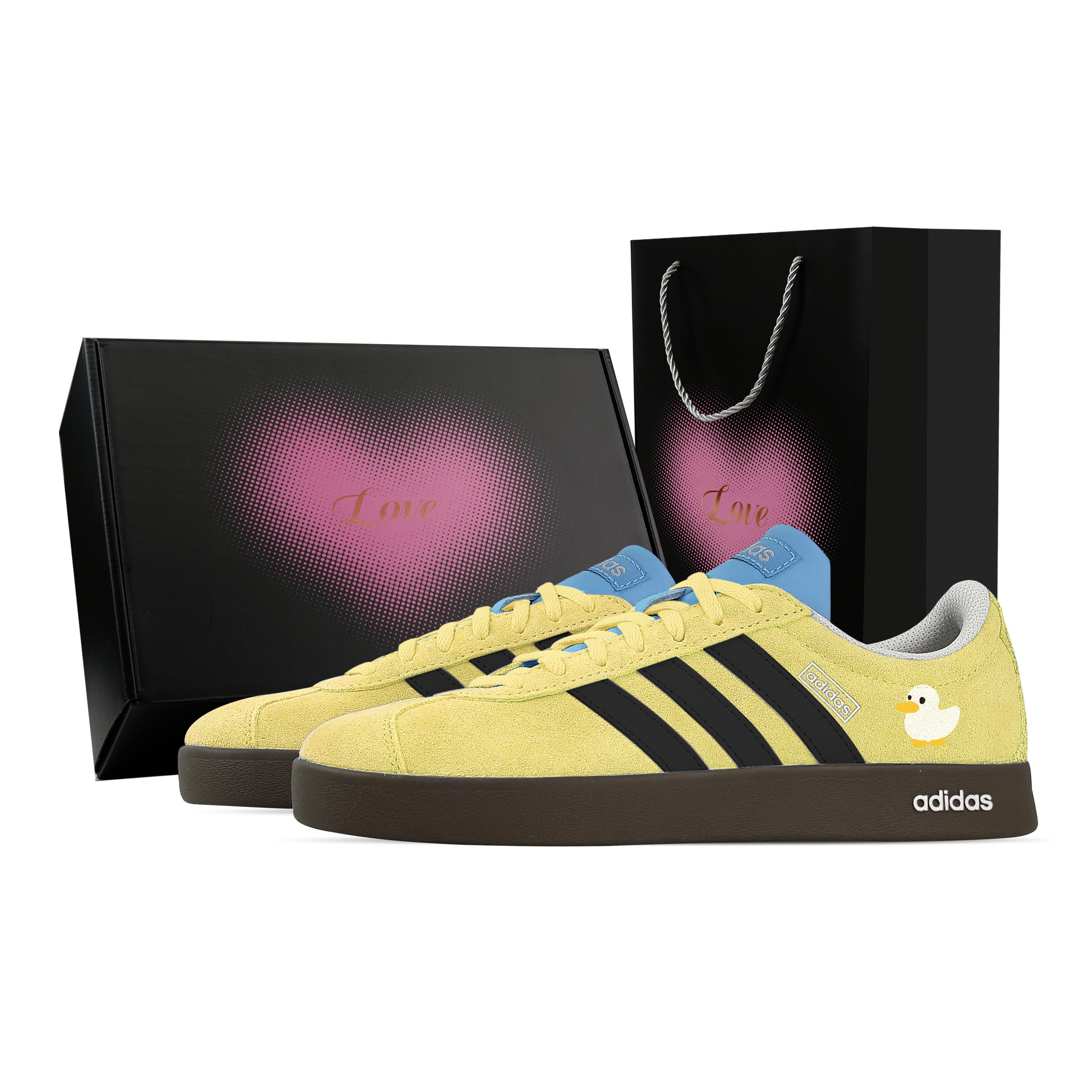 Custom Adidas VL COURT 2.0 Creamy Duck, Heart Box Low top German Army Trainers Unisex Yellow JI0496(Team773--) 36
Custom Adidas VL COURT 2.0 Creamy Duck, Heart Box Low top German Army Trainers Unisex Yellow JI0496(Team773--) 36