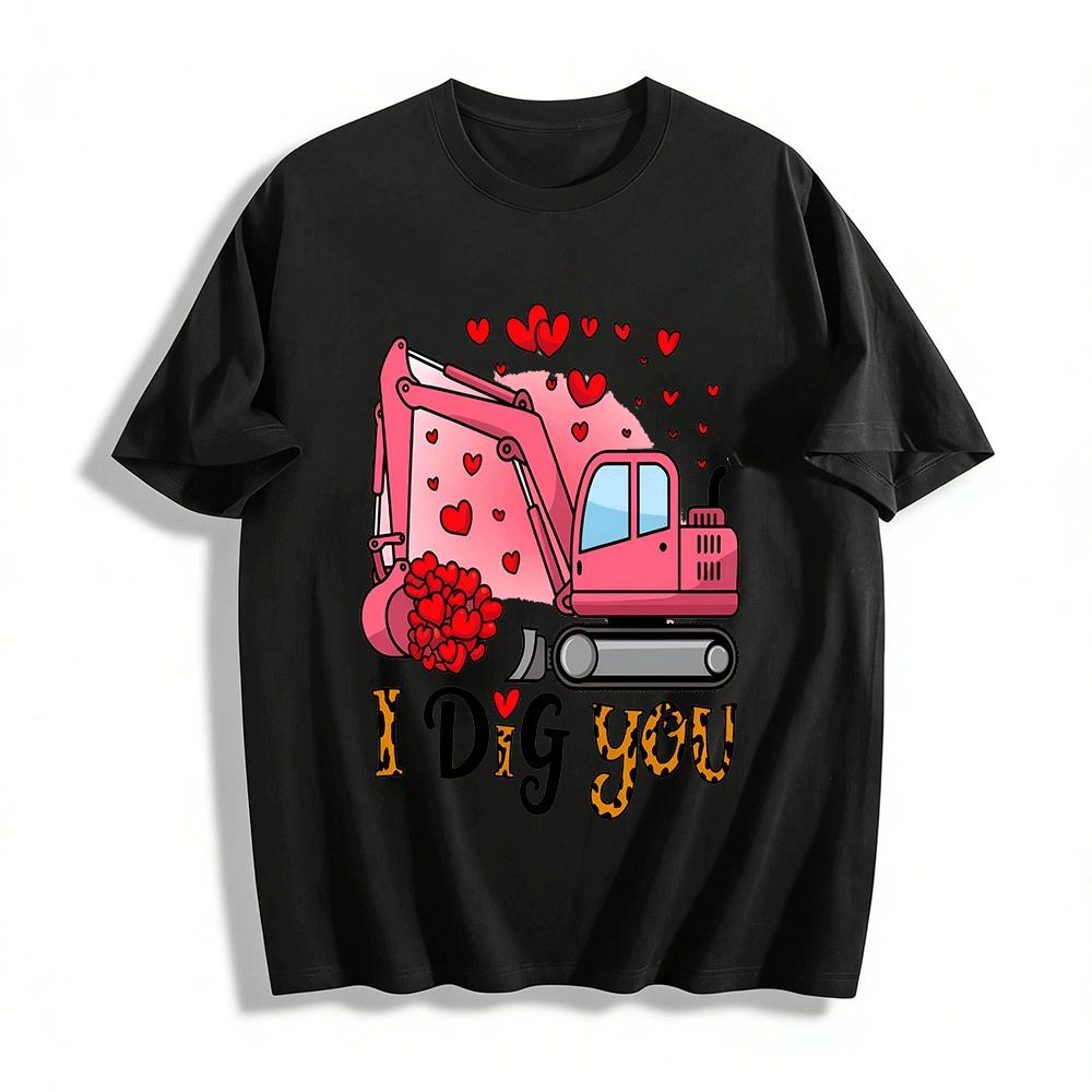 Valentine s Day Pink Excavator I Dig You Graphic Print Tee Pure cotton T-shirt XXS
Valentine s Day Pink Excavator I Dig You Graphic Print Tee Pure cotton T-shirt XXS