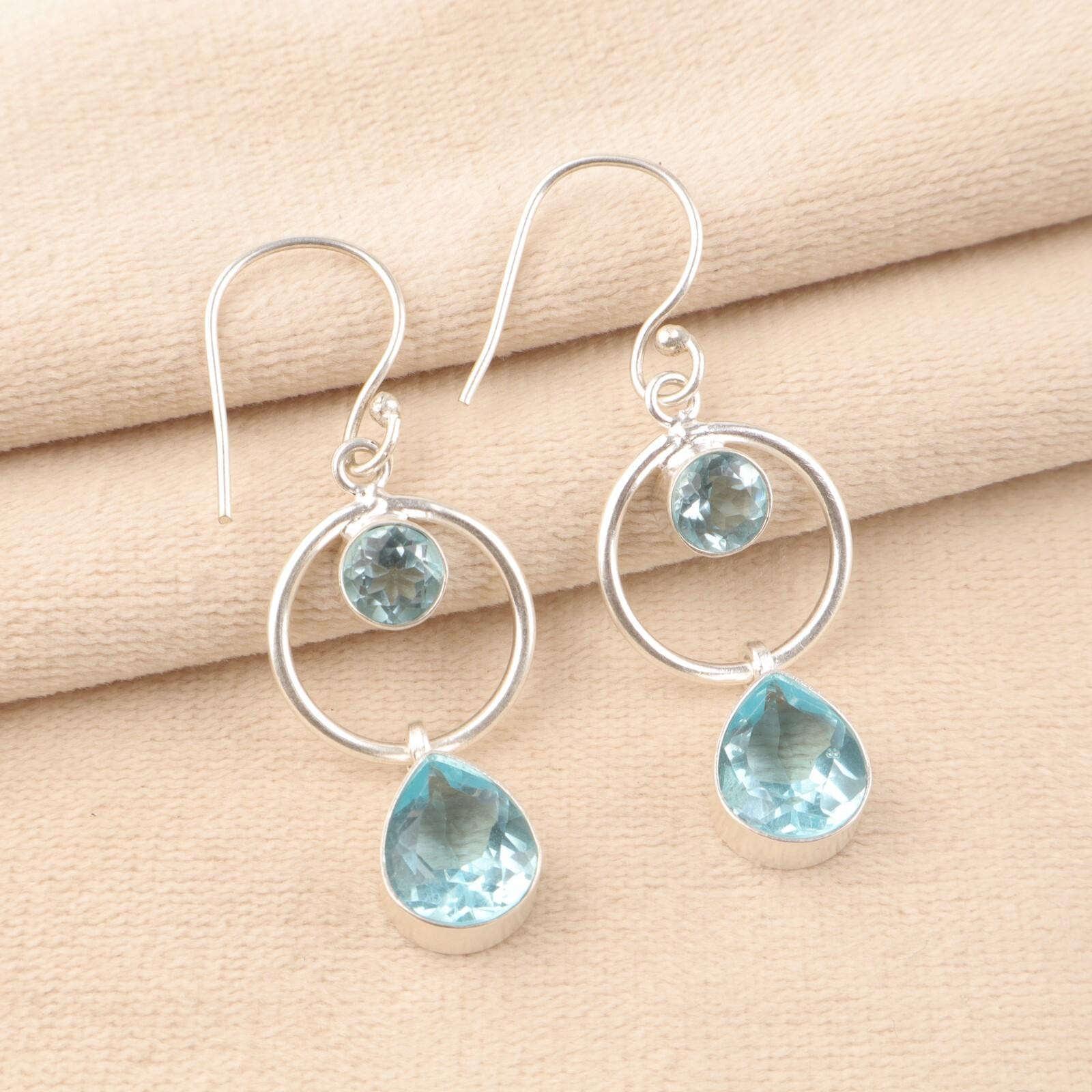 Natural Sky Blue Topaz Gemstone 925 Sterling Silver Jewelry Dangle Earrings 2.0 EE-140-14
Natural Sky Blue Topaz Gemstone 925 Sterling Silver Jewelry Dangle Earrings 2.0 EE-140-14