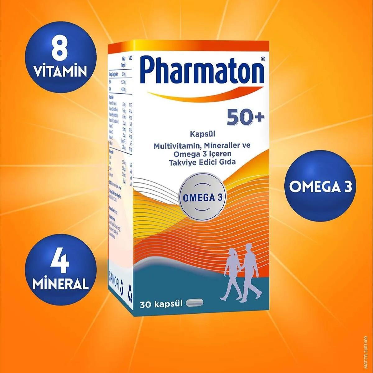 Мультивітаміни, мінерали та омега-3 Pharmaton 50+ для активного старіння, 30 капсул
Мультивітаміни, мінерали та омега-3 Pharmaton 50+ для активного старіння, 30 капсул
