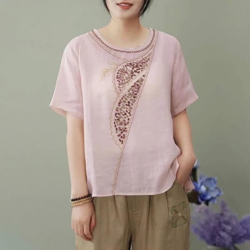 Ethnic Chinese Cotton and Linen Embroidered Shirt Spring and Summer Light Round Neck T-shirt Loose and Versatile Tea Wear Retro Top XL рожевий
Ethnic Chinese Cotton and Linen Embroidered Shirt Spring and Summer Light Round Neck T-shirt Loose and Versatile Tea Wear Retro Top XL рожевий