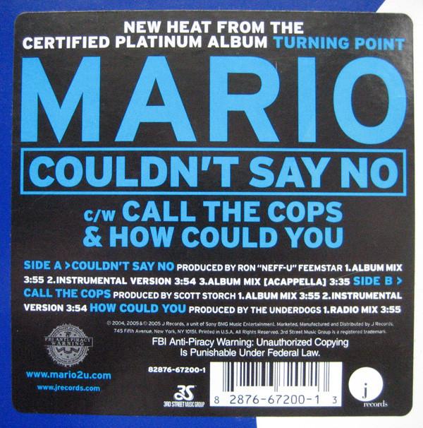 12inch Record MARIO - Couldn t Say No / Call The Cops / H 82876672001 J Records 2005 US Rap & Hip-Hop/R&B Used
12inch Record MARIO - Couldn t Say No / Call The Cops / H 82876672001 J Records 2005 US Rap & Hip-Hop/R&B Used