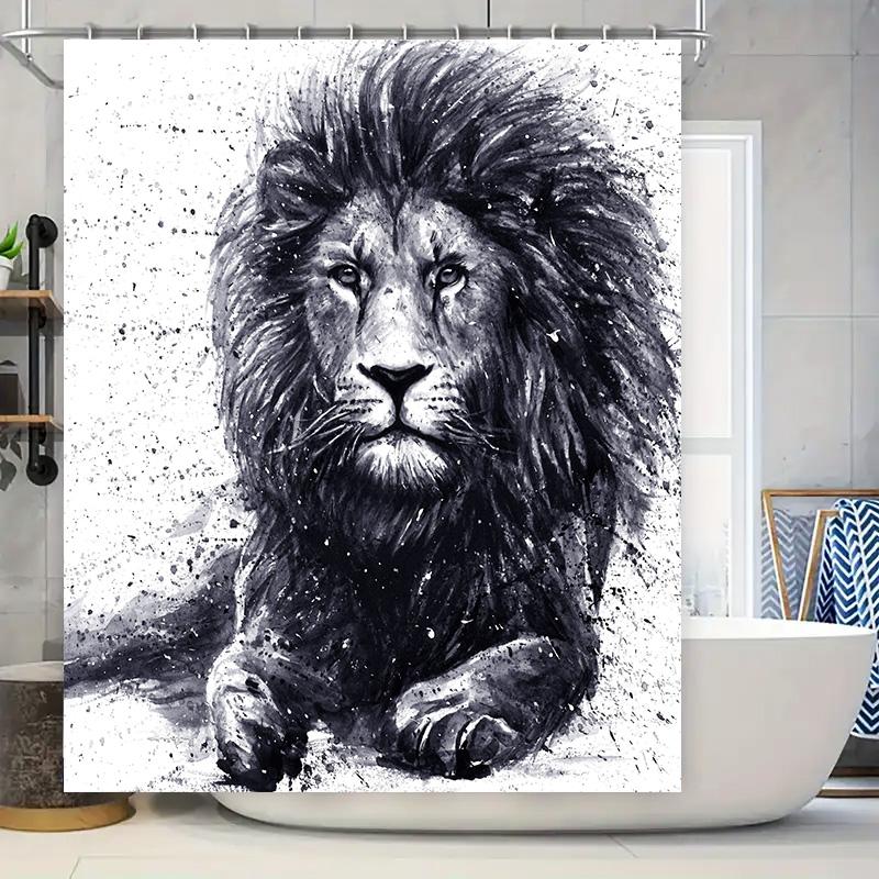 Black And White Lion Print Shower Curtain Bathroom Decor, Wall Hanging, Waterproof Fabric For Home Use W60H190(CM)-1 Pcs
Black And White Lion Print Shower Curtain Bathroom Decor, Wall Hanging, Waterproof Fabric For Home Use W60H190(CM)-1 Pcs