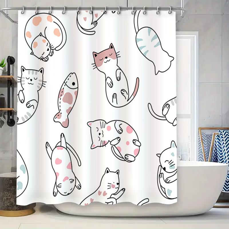 Adorable Cat Shower Curtain with Cute Fish Design for Bathroom Decor White Fabric Print Home Supplies Title: Adorable Cartoon Ca 90x180cm
Adorable Cat Shower Curtain with Cute Fish Design for Bathroom Decor White Fabric Print Home Supplies Title: Adorable Cartoon Ca 90x180cm