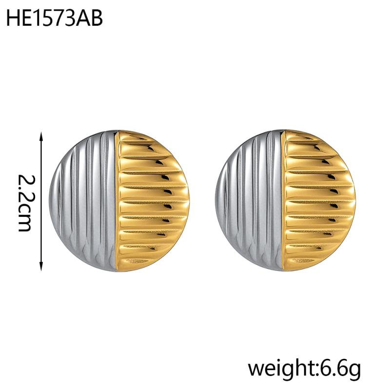 CARLIDANA Trendy High Quality Stainless Steel Jewelry Gold Plated Textured Geometric Luxury Two Tone Stud Earrings for Women
CARLIDANA Trendy High Quality Stainless Steel Jewelry Gold Plated Textured Geometric Luxury Two Tone Stud Earrings for Women