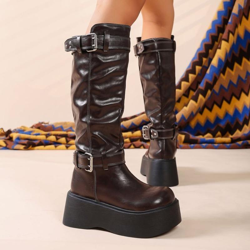 Round Toe Metal Belt Buckle Platform Non-Slip Wear-Resistant Wedge Heels Autumn Fashion Tall Boots 40 коричневий
Round Toe Metal Belt Buckle Platform Non-Slip Wear-Resistant Wedge Heels Autumn Fashion Tall Boots 40 коричневий