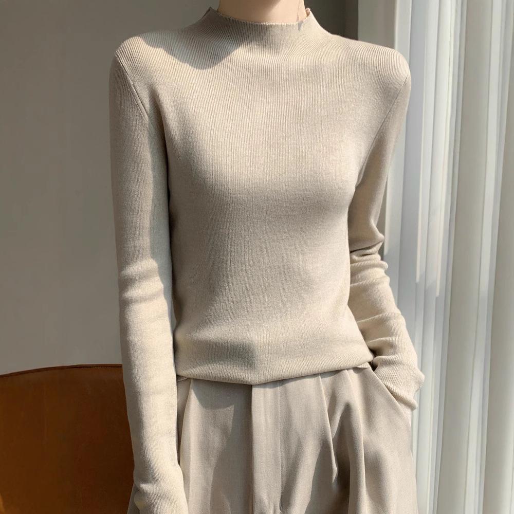 Korean Style Slim-Fit Semi-High Neck Knitwear Pullover for Women - Versatile Spring Fashion L for 110-125 Jin
Korean Style Slim-Fit Semi-High Neck Knitwear Pullover for Women - Versatile Spring Fashion L for 110-125 Jin
