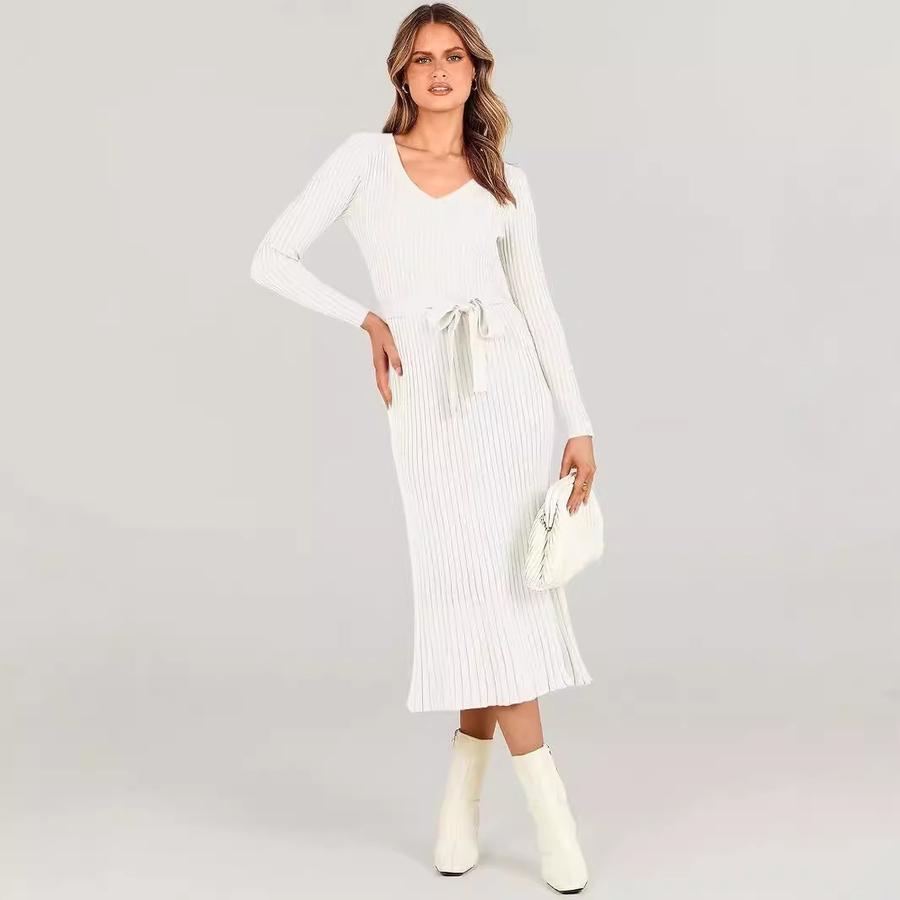 Knitted Long Sleeve Dress for Women, Tulle Ruched Waist Maxi Dress, Solid Color V-Neck Bodycon Dress S белый
Knitted Long Sleeve Dress for Women, Tulle Ruched Waist Maxi Dress, Solid Color V-Neck Bodycon Dress S белый