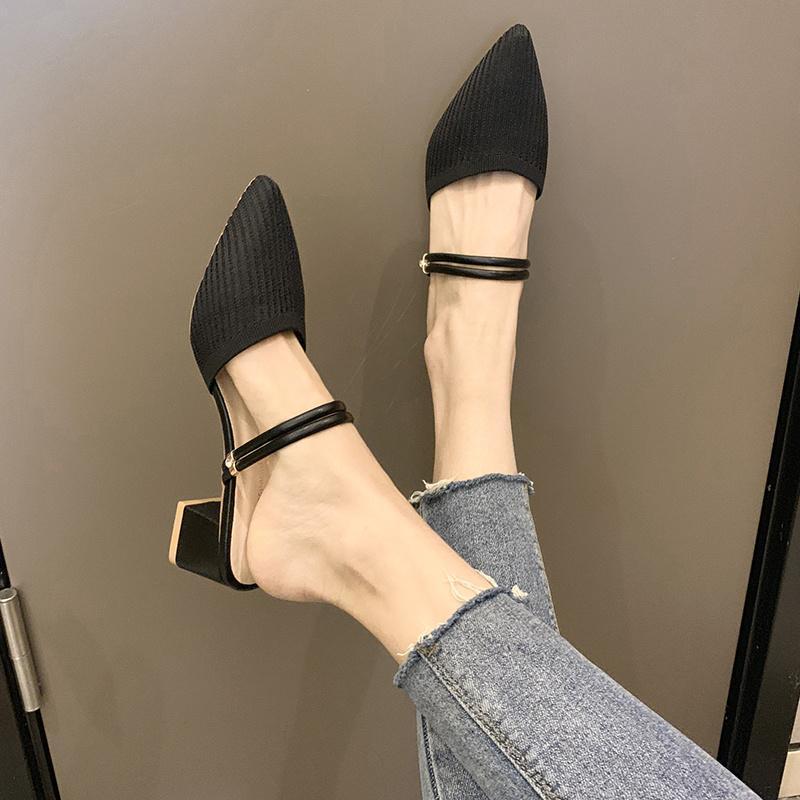 Summer New Women Pointed Slippers Fashion Minimal Knit Baotou Chunky Heel Sandals Sexy Elegant Ladies High Heels 39 чорний
Summer New Women Pointed Slippers Fashion Minimal Knit Baotou Chunky Heel Sandals Sexy Elegant Ladies High Heels 39 чорний