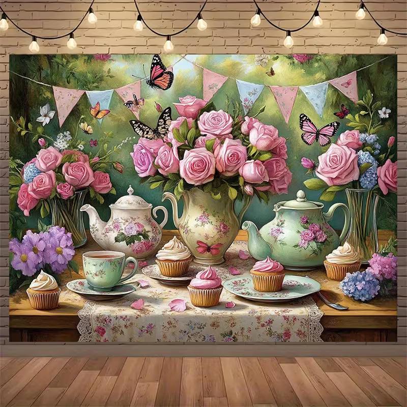 2D Pink Rose Tea Party Backdrop Butterfly Garden Bridal Shower Photo Booth Background 47.2x31.5inch/120*80cm
2D Pink Rose Tea Party Backdrop Butterfly Garden Bridal Shower Photo Booth Background 47.2x31.5inch/120*80cm