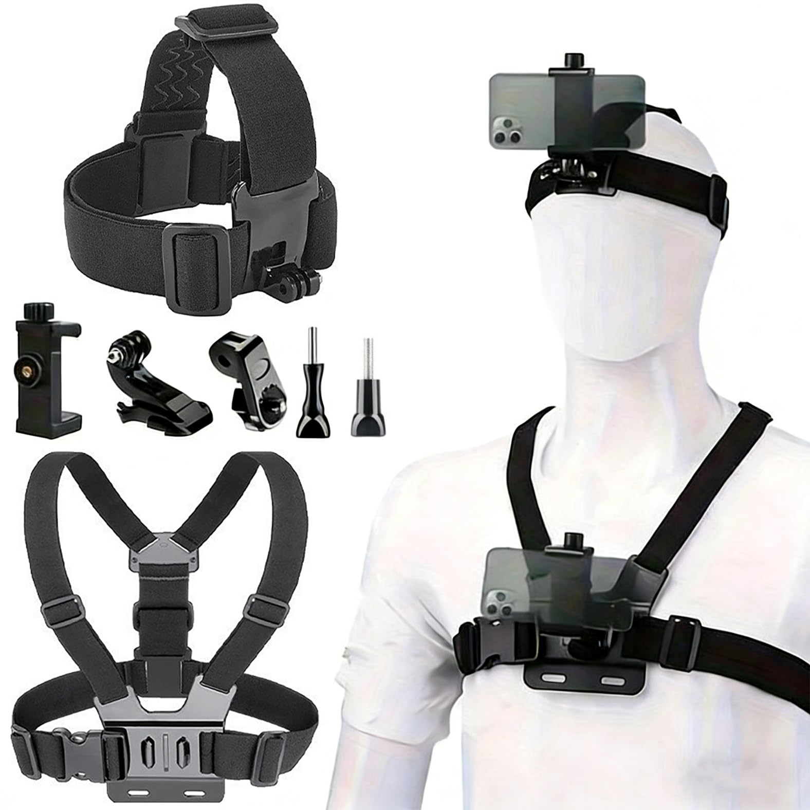 Lakymisy Cell Phone Stand Chest Harness Head Mount Head Fixing Belt Action Camera Mount Smartphone Shooting Fixation Video Outdoor Live Shooting Stand
Lakymisy Cell Phone Stand Chest Harness Head Mount Head Fixing Belt Action Camera Mount Smartphone Shooting Fixation Video Outdoor Live Shooting Stand