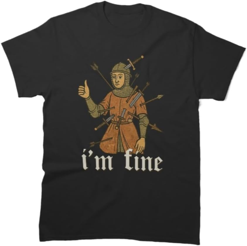 Funny I m Fine Medieval Knight Illustration Graphic T-Shirt Unisex 100% Cotton Crew Neck Short Sleeve Casual Tee 5XL різнокольоровий
Funny I m Fine Medieval Knight Illustration Graphic T-Shirt Unisex 100% Cotton Crew Neck Short Sleeve Casual Tee 5XL різнокольоровий
