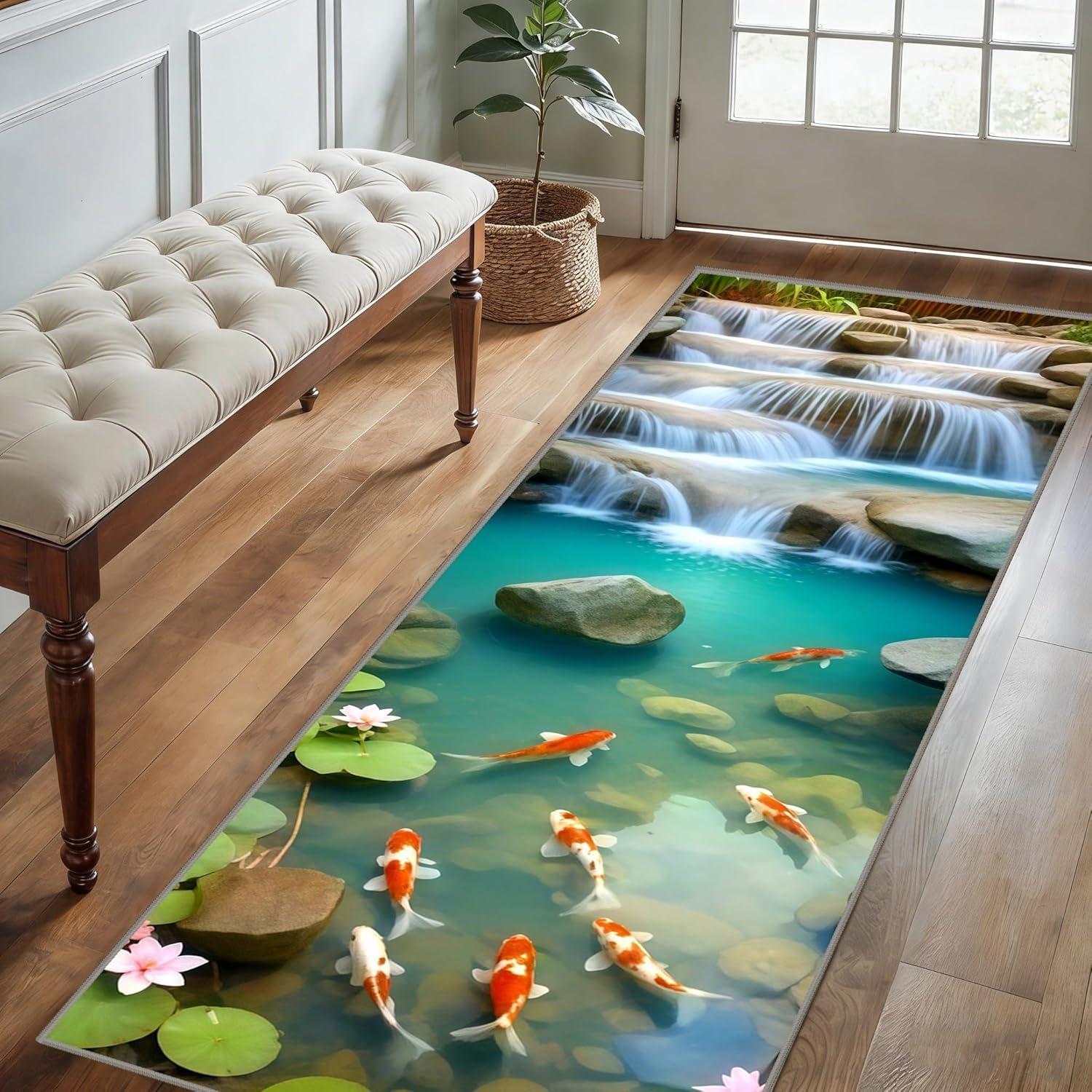 2D Canyon River Optical Illusion Runner Rug Turquoise Canyon Stream Print Non-Slip Carpet Modern Nature Landscape Themed Mat 40X120CM
2D Canyon River Optical Illusion Runner Rug Turquoise Canyon Stream Print Non-Slip Carpet Modern Nature Landscape Themed Mat 40X120CM