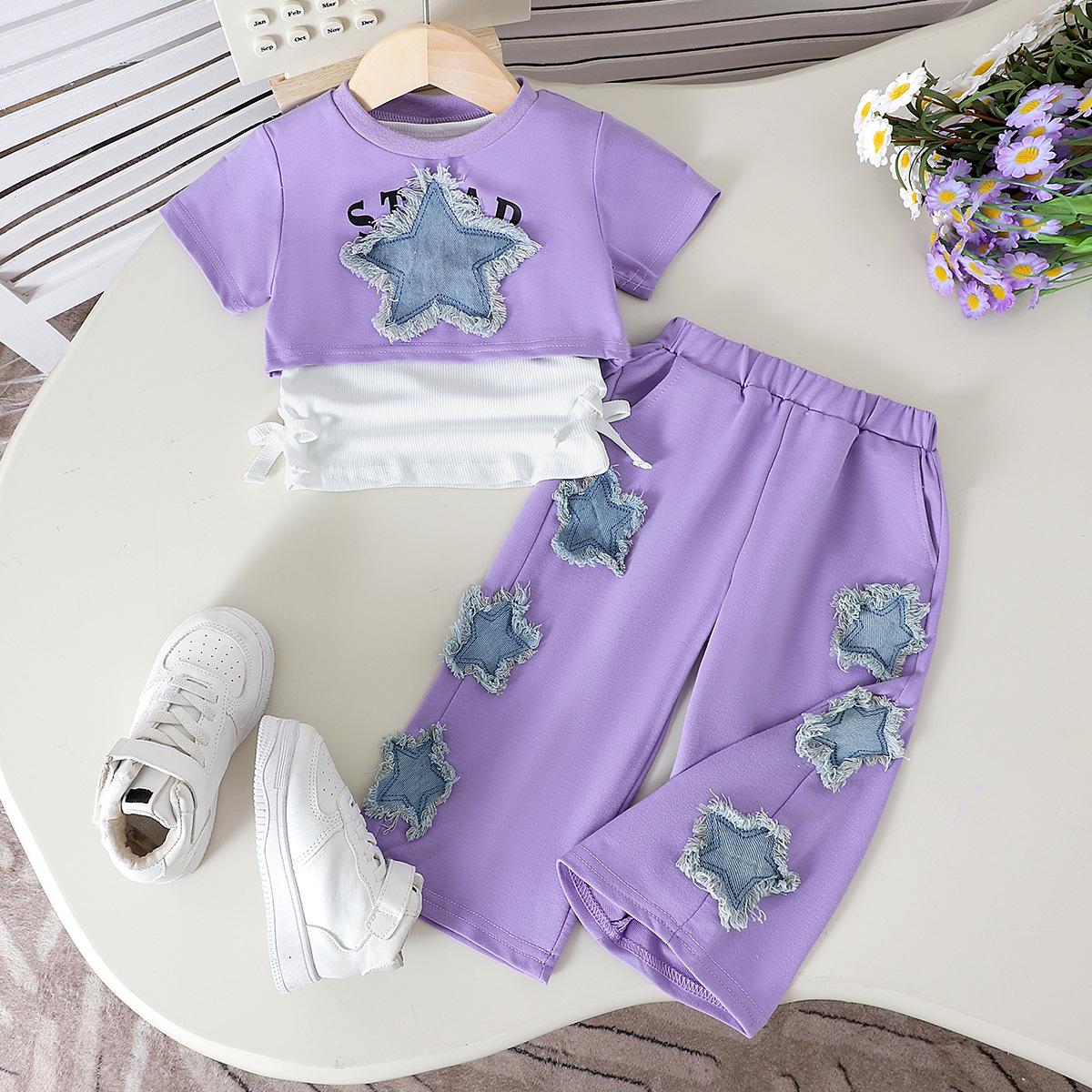 Design Sense Girls Set Infant Toddler Short Five-Pointed Star Patch Short Sleeve + Vest + Long Pants 2-3Y фіолетовий
Design Sense Girls Set Infant Toddler Short Five-Pointed Star Patch Short Sleeve + Vest + Long Pants 2-3Y фіолетовий