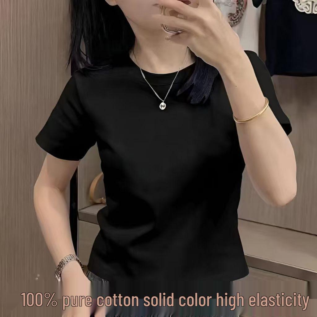Women s Slim Fit Cotton T-Shirt - Summer Solid Color, Short Sleeve, Round Neck M for 95–105 jin чёрный
Women s Slim Fit Cotton T-Shirt - Summer Solid Color, Short Sleeve, Round Neck M for 95–105 jin чёрный