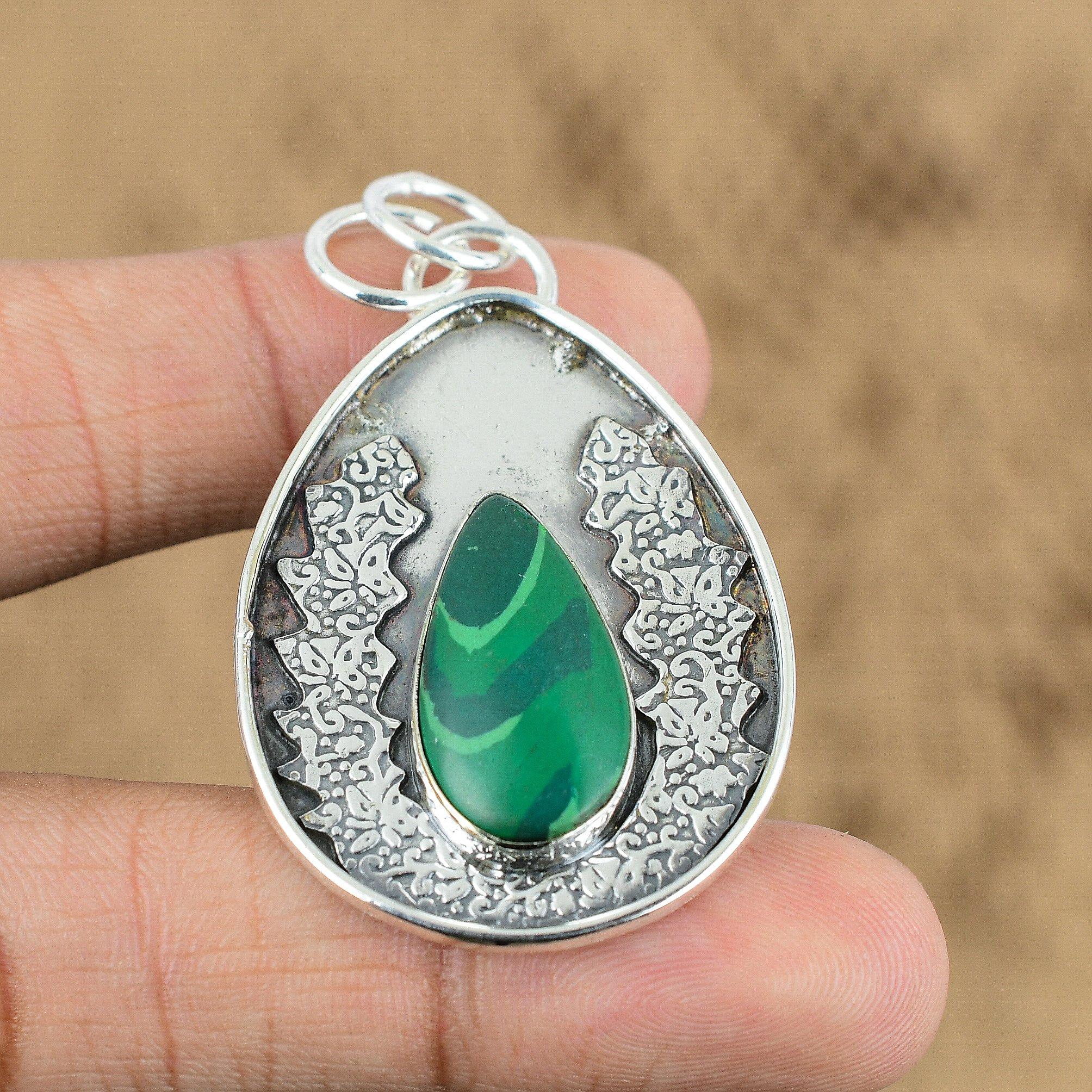 Mothers day Sale Pear Russian Malachite Stone Ethnic Pendant 925 Sterling Silver
Mothers day Sale Pear Russian Malachite Stone Ethnic Pendant 925 Sterling Silver
