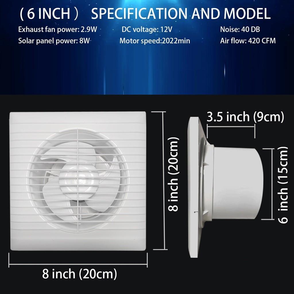 High Speed Ventilation Fan Waterproof Solar Panel Wall Mounted Exhaust Fan Kit Window and Wall Dual Use Suction Fan 6 Inch
High Speed Ventilation Fan Waterproof Solar Panel Wall Mounted Exhaust Fan Kit Window and Wall Dual Use Suction Fan 6 Inch